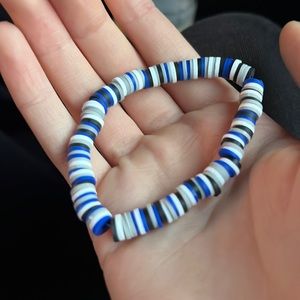 Blue, white, and gray bracelet
